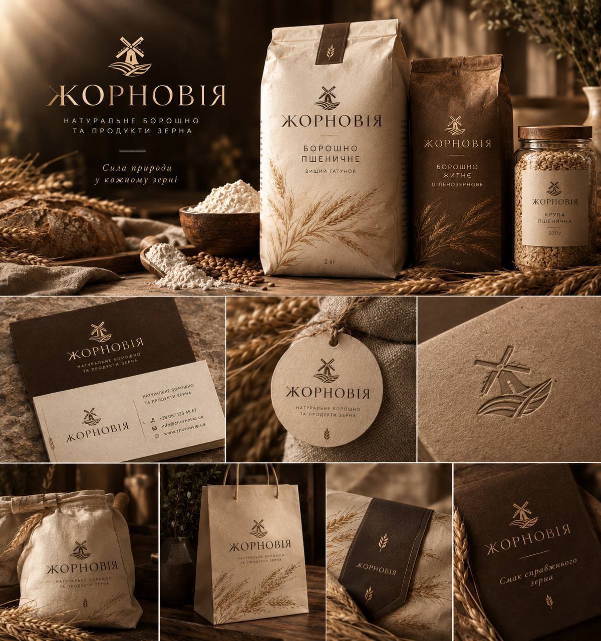 Концепція світлого пакета пшеничного борошна Жорновія